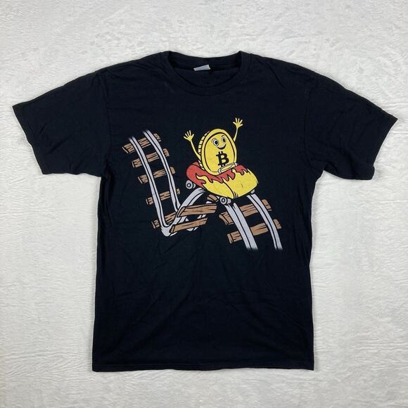 VTG BTC Bitcoin Rollercoaster Mens M Black Cryptobro Cryptocurrency Ethereum - Picture 1 of 6